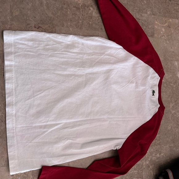 Long sleeve lacoste shirt use color white and red for boys size 8 - Picture 4 of 6